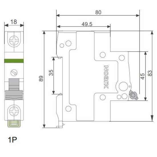 Вимикач навантаження NOARK Ex9I125 1P 32A (100862)