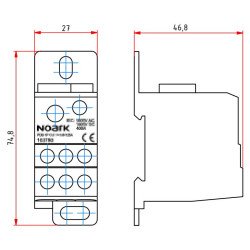 Розподільчий блок NOARK PDB 1P CU/AL 1+1x6 125/100A 1Р CU/AL 125/100A (103781)