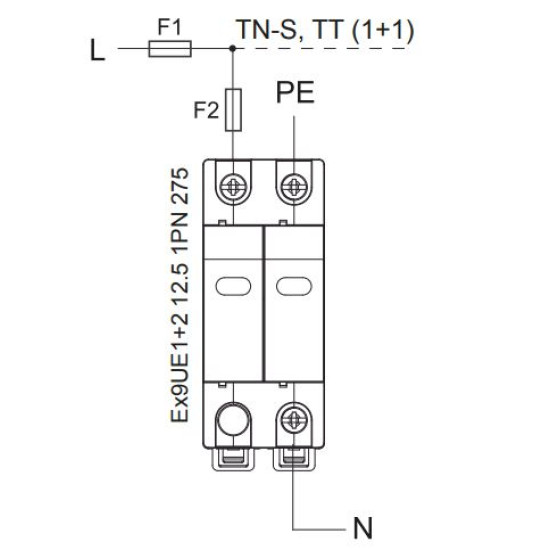 ПЗІП NOARK Ex9UE1+2 R 1+2 (B+C) 50кА 275В AC 1P+N з додатковим контактом (103335)