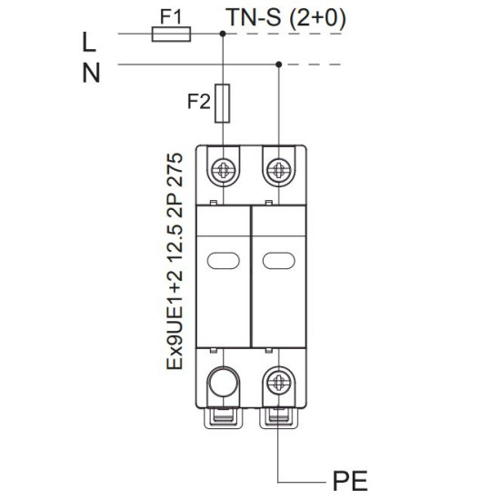 ПЗІП NOARK Ex9UE1+2 R 1+2 (B+C) 50кА 275В AC 2P з додатковим контактом (103337)