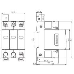 ПЗІП NOARK Ex9UE1+2 1+2 (B+C) 50кА 275В AC 3P (103338)