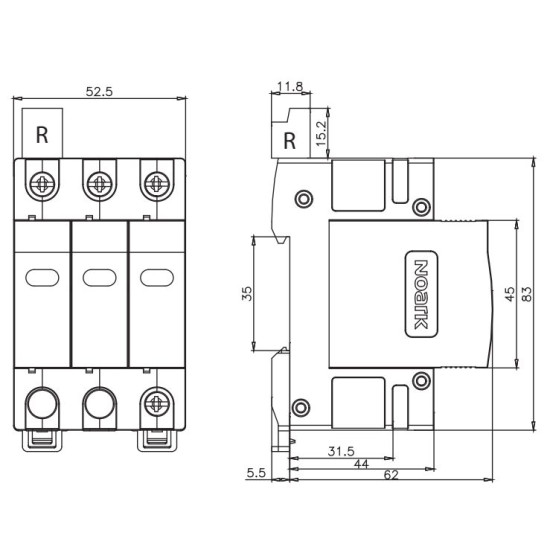 ПЗІП NOARK Ex9UE1+2 1+2 (B+C) 50кА 275В AC 3P (103338)