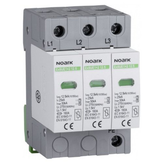 ПЗІП NOARK Ex9UE1+2 R 1+2 (B+C) 50кА 275В AC 3P з додатковим контактом (103339)