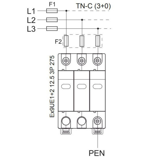 ПЗІП NOARK Ex9UE1+2 R 1+2 (B+C) 50кА 275В AC 3P з додатковим контактом (103339)