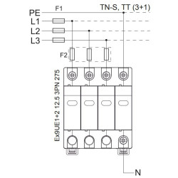 ПЗІП NOARK Ex9UE1+2 R 1+2 (B+C) 50кА 275В AC 3P+N з додатковим контактом (103341)