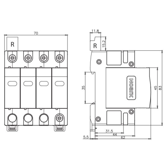 ПЗІП NOARK Ex9UE1+2 1+2 (B+C) 50кА 275В AC 4P (103342)