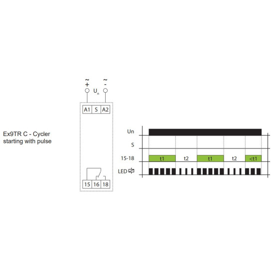 Циклічне реле часу NOARK Ex9TR C 1CO 1CO 12-240В AC/DC (111729)