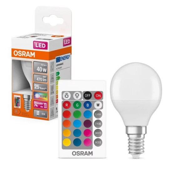 Світлодіодна лампа Osram LED CL P40 REM 5,5Вт/827 FR E14 4х1 з пультом