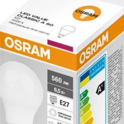 Лампа світлодіодна Osram LED VALUE CL A60 6,5Вт/840 230VFR E27 10х1