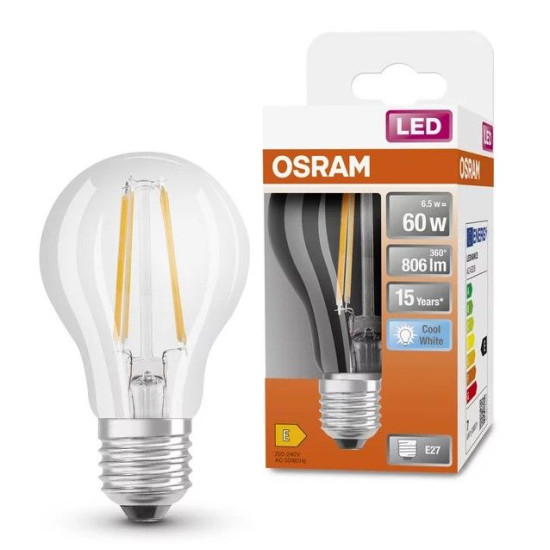 Світлодіодна лампа Osram LED CL A60 6,5Вт/840 FIL E27 10х1