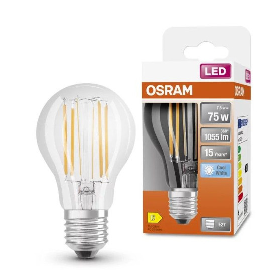 Лампа світлодіодна Osram LED CL A75 7,5Вт/840 FIL E27 10х1