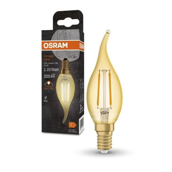 Лампа світлодіодна Osram 1906 CL BA 22 2,5Вт/824 FIL GOLD E14 10x1