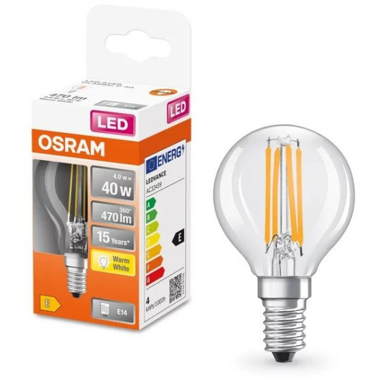Лампа світлодіодна Osram LED CL P40 4Вт/827 FIL E14 10x1