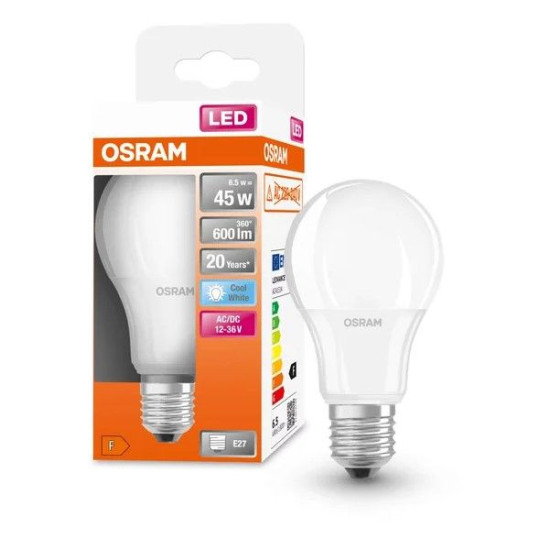 Лампа світлодіодна Osram LED CL A45 6,5Вт/840 12-36В FR E27 6х1