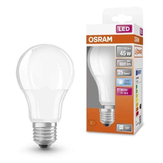 Лампа світлодіодна Osram LED CL A45 6,5Вт/840 12-36В FR E27 6х1