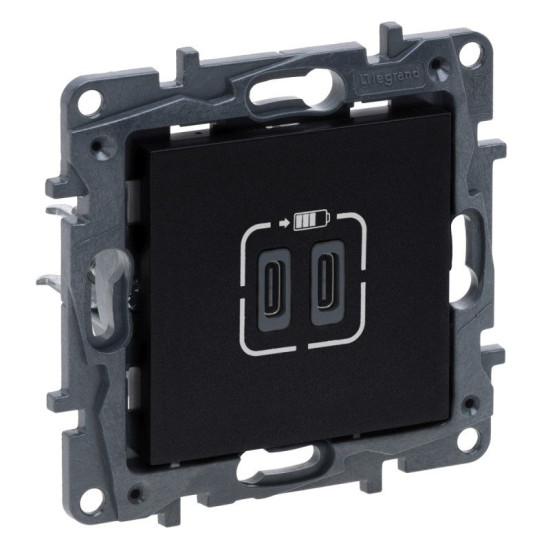 USB розетка Legrand Niloe Step С+C 15Вт 5В чорна (863539)