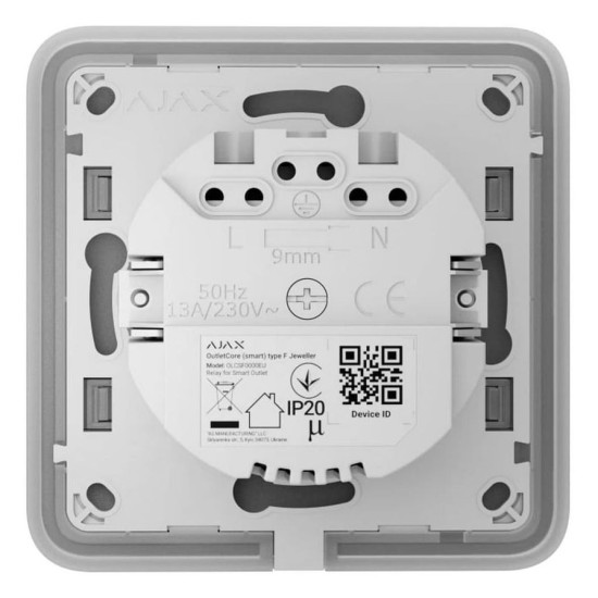 Механізм розумної розетки Ajax 72569.165.WH1 OutletCore Smart (38774)