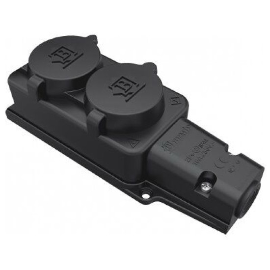 Подвійна колодка Bemis BK1-1402-3612 1х16А каучукова IP54 (6.1.92744)