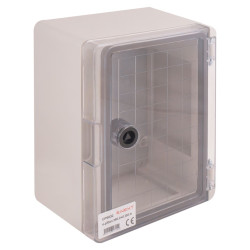 Удароміцний корпус E.Next e.plbox.180.240.130.tr з АБС-пластика 180х240х130 IP65 з прозорими дверцятами (CP5032)