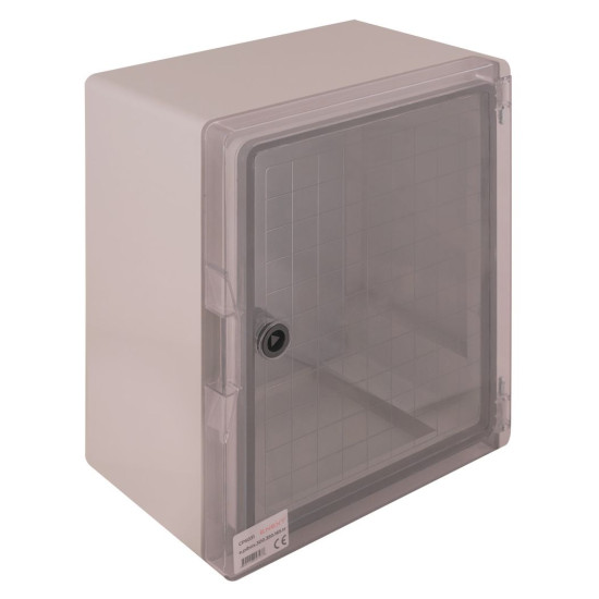 Удароміцний корпус E.Next e.plbox.300.350.165.tr з АБС-пластика 300х350х165 IP65 з прозорими дверцятами (CP5031)