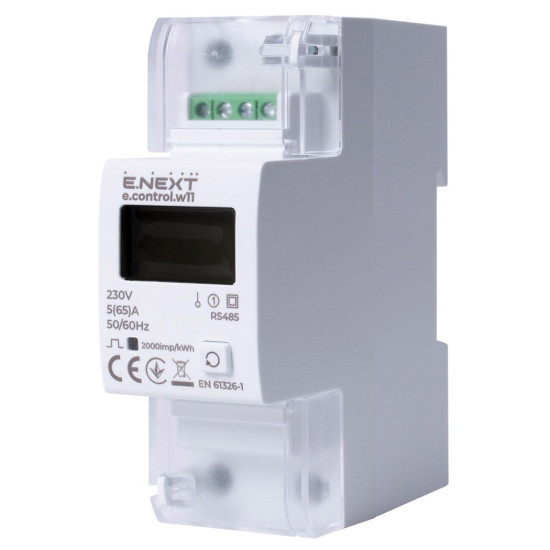 Однофазний лічильник E.Next e.control.w11 5(65)А 1.0 RS485 (i0310042)
