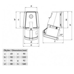 Настінний роз'єм Bemis BC1-3504-2535 380В 3P+E 32A 90° поліамід IP44 (6.2.1.98290)
