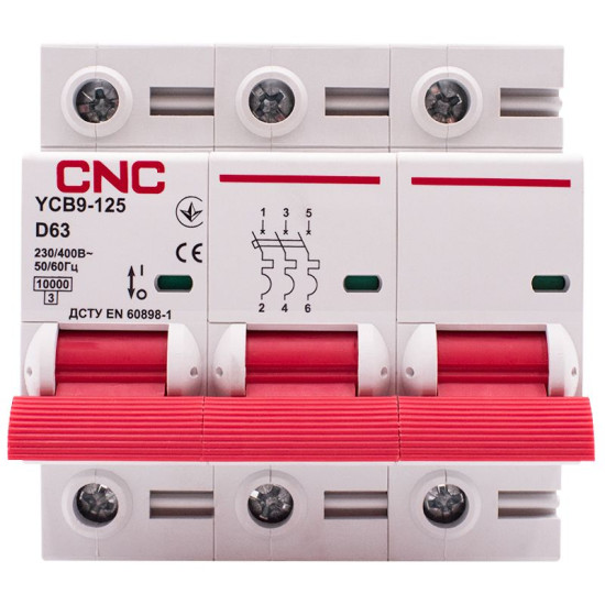 Автоматичний вимикач CNC YCB9-125 3Р 63А 10kA D