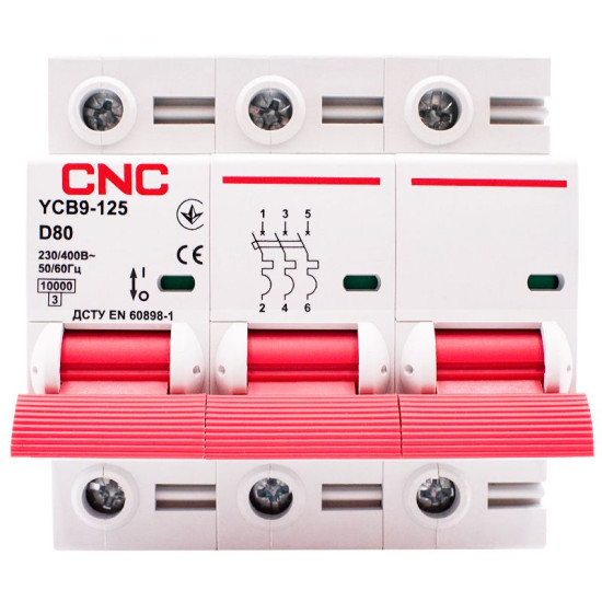 Автоматичний вимикач CNC YCB9-125 3Р 80А 10kA D