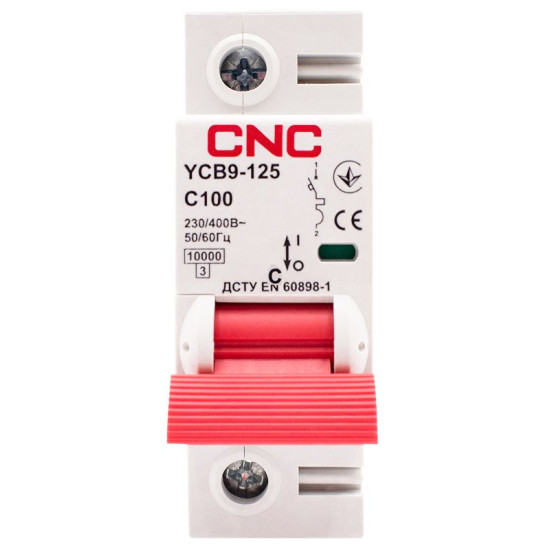 Автоматичний вимикач CNC YCB9-125 1Р 100А 10kA C