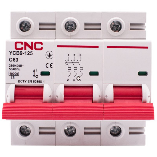 Автоматичний вимикач CNC YCB9-125 3Р 63А 10kA C