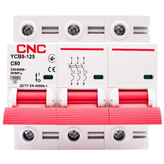 Автоматичний вимикач CNC YCB9-125 3Р 80А 10kA C