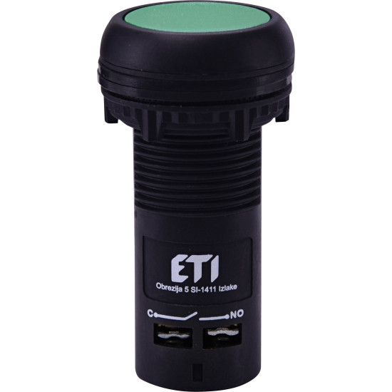 Моноблочна втоплена кнопка ETI 004771451 ECF-10-G (1NO зелена)