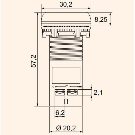 Моноблочна втоплена кнопка ETI 004771451 ECF-10-G (1NO зелена)