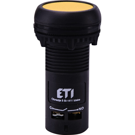 Моноблочна втоплена кнопка ETI 004771472 ECF-11-Y (1NO+1NC жовта)