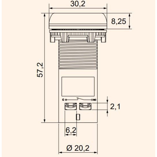 Моноблочна втоплена кнопка ETI 004771474 ECF-11-B (1NO+1NC синя)