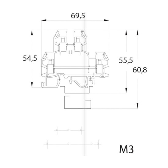 Дворівнева клема зі з'єднувальним містком ETI 003901301 VS 4 NAI N 4мм² (синя)