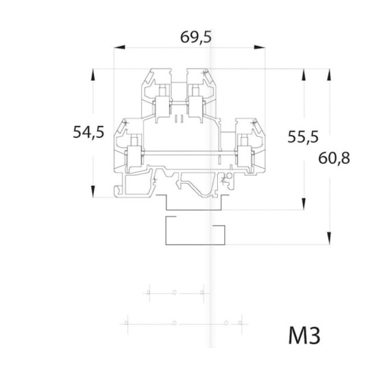 Дворівнева клема зі з'єднувальним містком ETI 003901302 VS 4 NAI+ 4мм² (червона)
