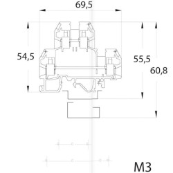 Дворівнева клема із з'єднувальним містком ETI 003901300 VS 4 NAI містком 4мм² (бежева)