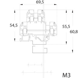 Дворівнева клема ETI 003901279 VS 4 NA+4мм² (червона)