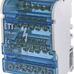 Розподільний клемний блок ETI 001102303 EDB-407 4p 3L+PE/N 125A на 7 виходів
