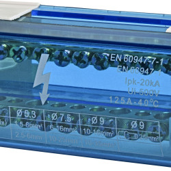 Розподільний клемний блок ETI 001102301 EDB-211 2p L+PE/N 125A на 11 виходів