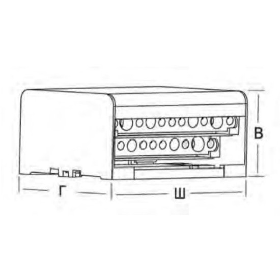 Розподільний клемний блок ETI 001102301 EDB-211 2p L+PE/N 125A на 11 виходів