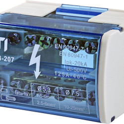 Розподільний клемний блок ETI 001102300 EDB-207 2p L+PE/N 125A на 7 виходів