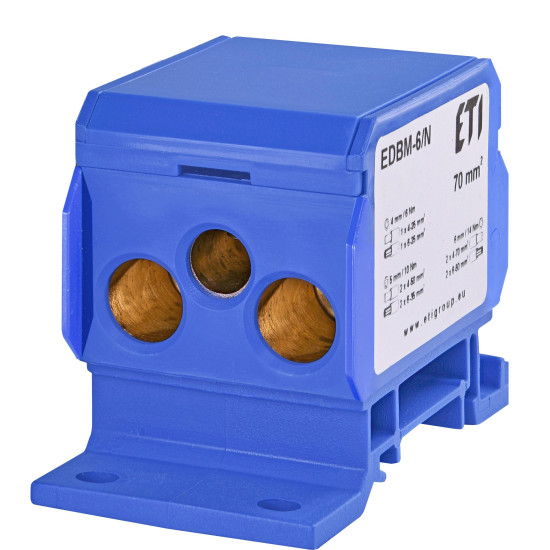 Розподільний блок ETI 001102416 EDBM-6/N (192А 1x4-70; 2x4-50; 1x4-25)