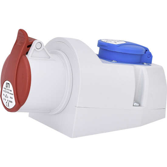 Комбінований силовий роз'єм ETI 004482050 EZCZ-S-1643 IP44 (16A 400V/230V 3P+PE/EE 16S Schuko)