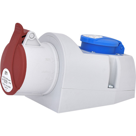 Комбінований силовий роз'єм ETI 004482051 EZCZ-S-1653 IP44 (16A 400V/230V 3P+N+PE/EE 16S Schuko)
