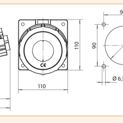 Вбудований силовий роз'єм ETI 004482089 EEH-6353 IP67 (63A 400V 3P+N+PE)