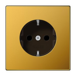 Розетка з накладкою Jung LS GO1520KI із заземленням та захисними шторками золото