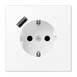 Розетка з накладкою Jung LS LS1520-18AWWM з USB білий