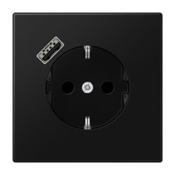 Розетка з накладкою Jung LS LS1520-18ASWM з USB чорний матовий